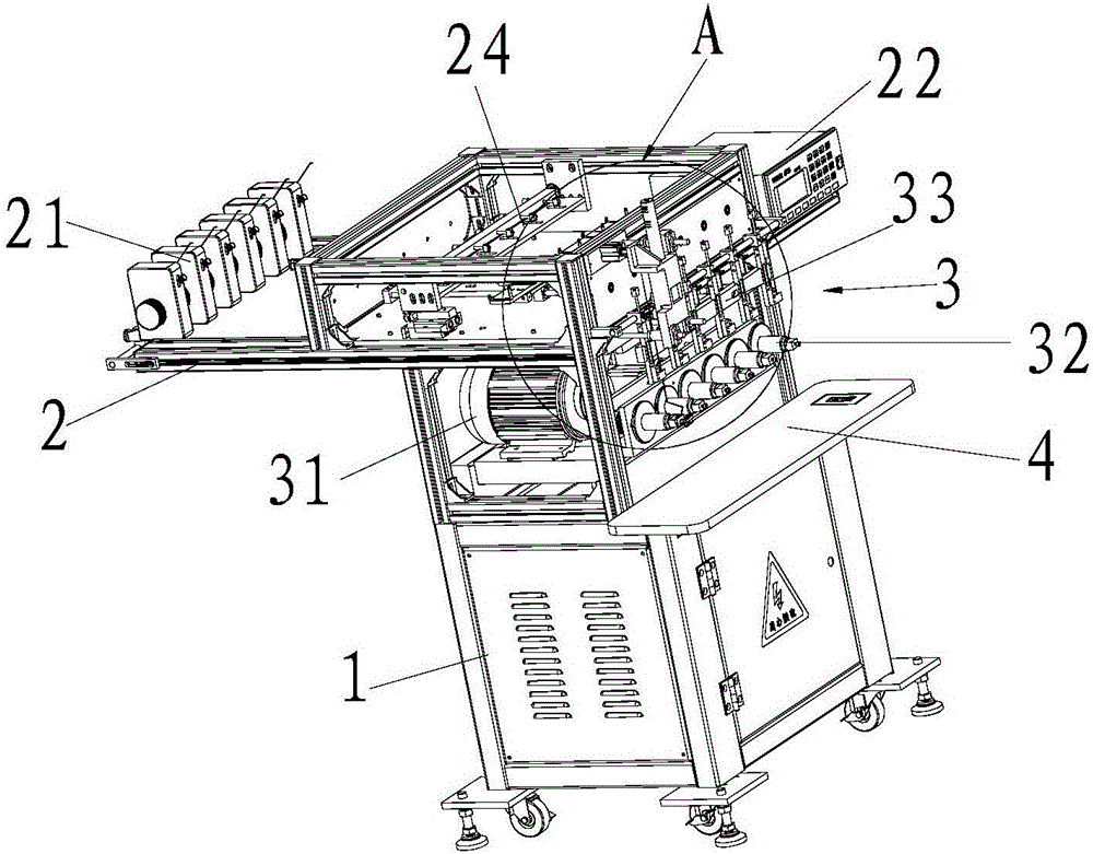 Automatic sleeve feeding device for multi-axial winding machine