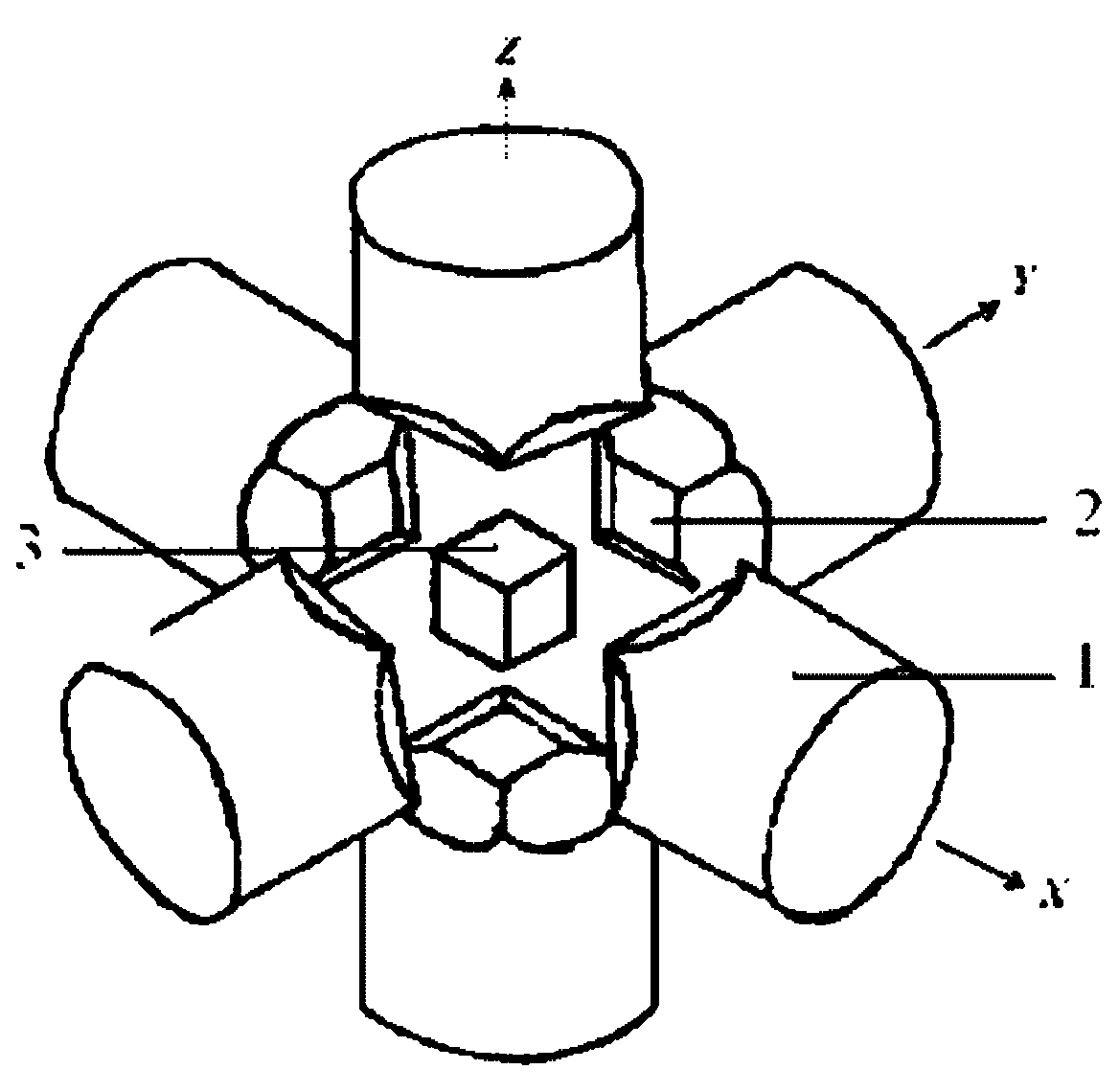Ultra-high pressure device based on hinged-type hexahedral press