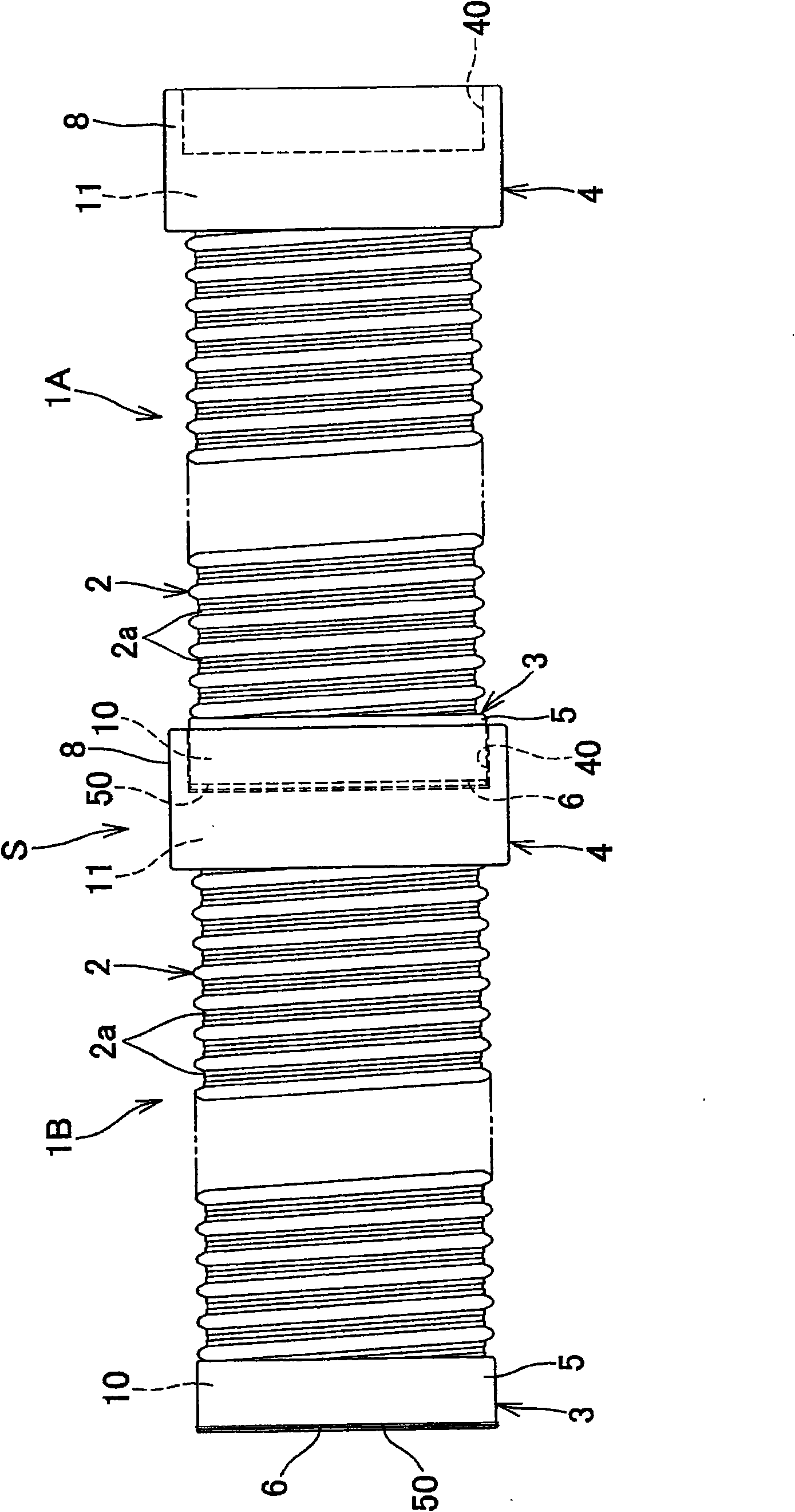 Connection structure of waveform plastic conduit, a waveform plastic conduit used by the connection structure and manufacture method thereof