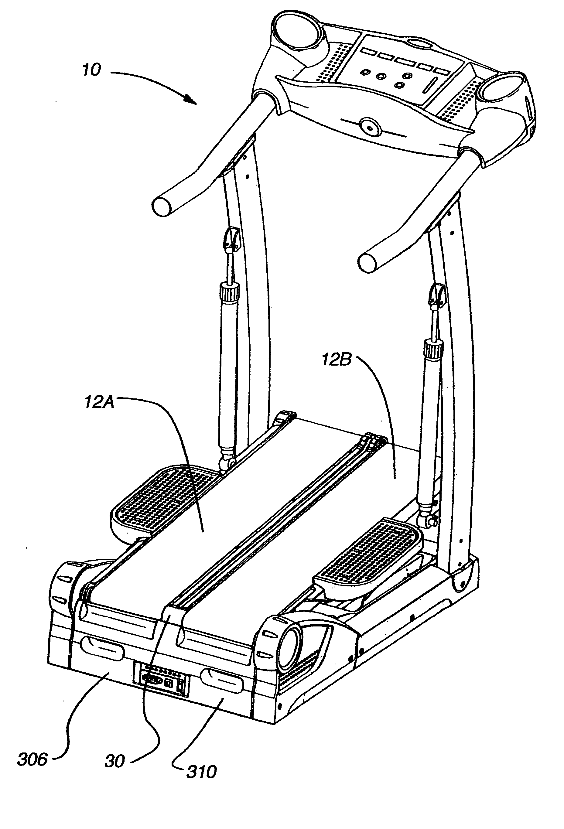 Dual treadmill exercise device having a single rear roller