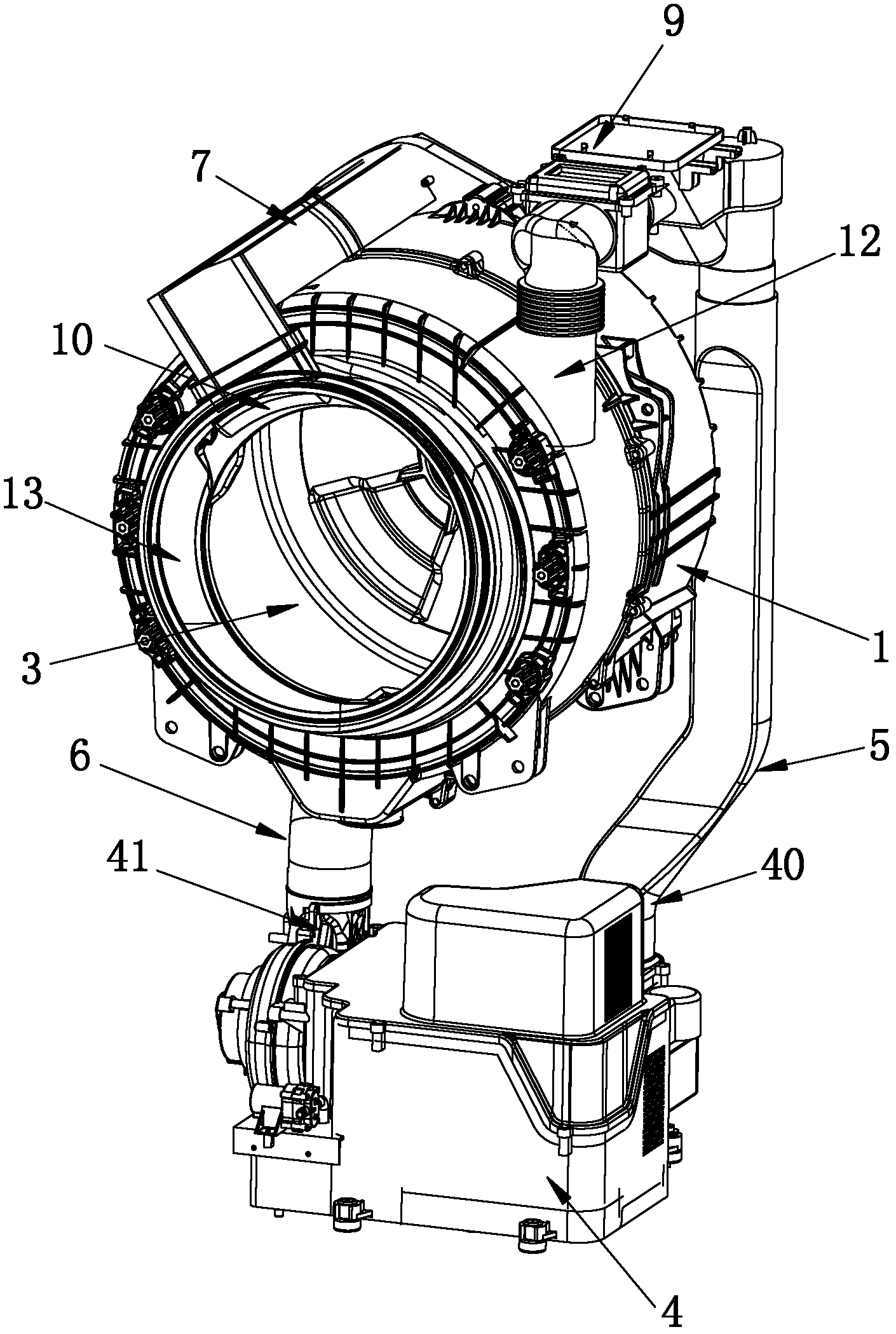 Washing and drying integrated machine with front and rear double drying air inlets and control method thereof