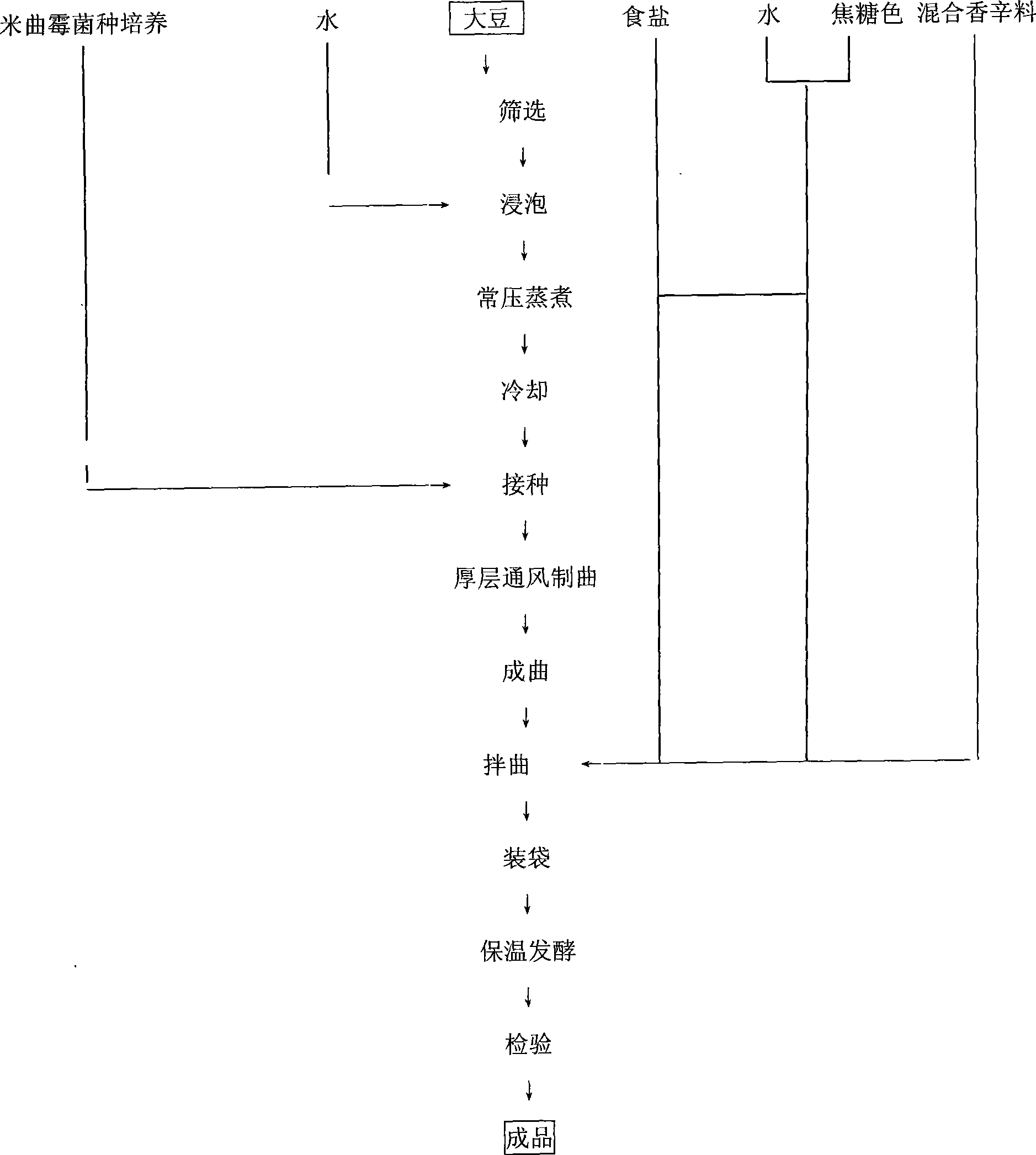 Aspergillus oryzae type novel technique for producing fermented soya bean