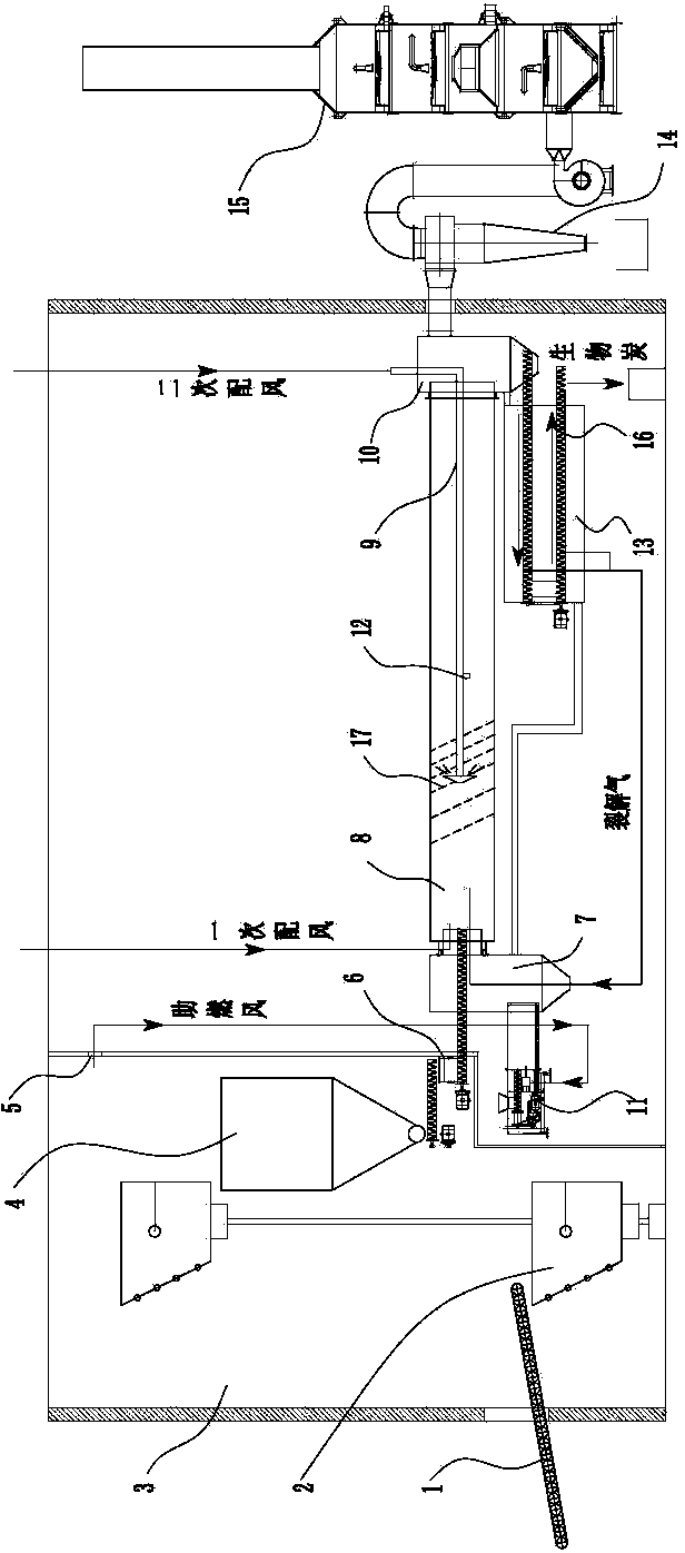 Continuous sectional-type dead-pig-carbonizing processing device and technology