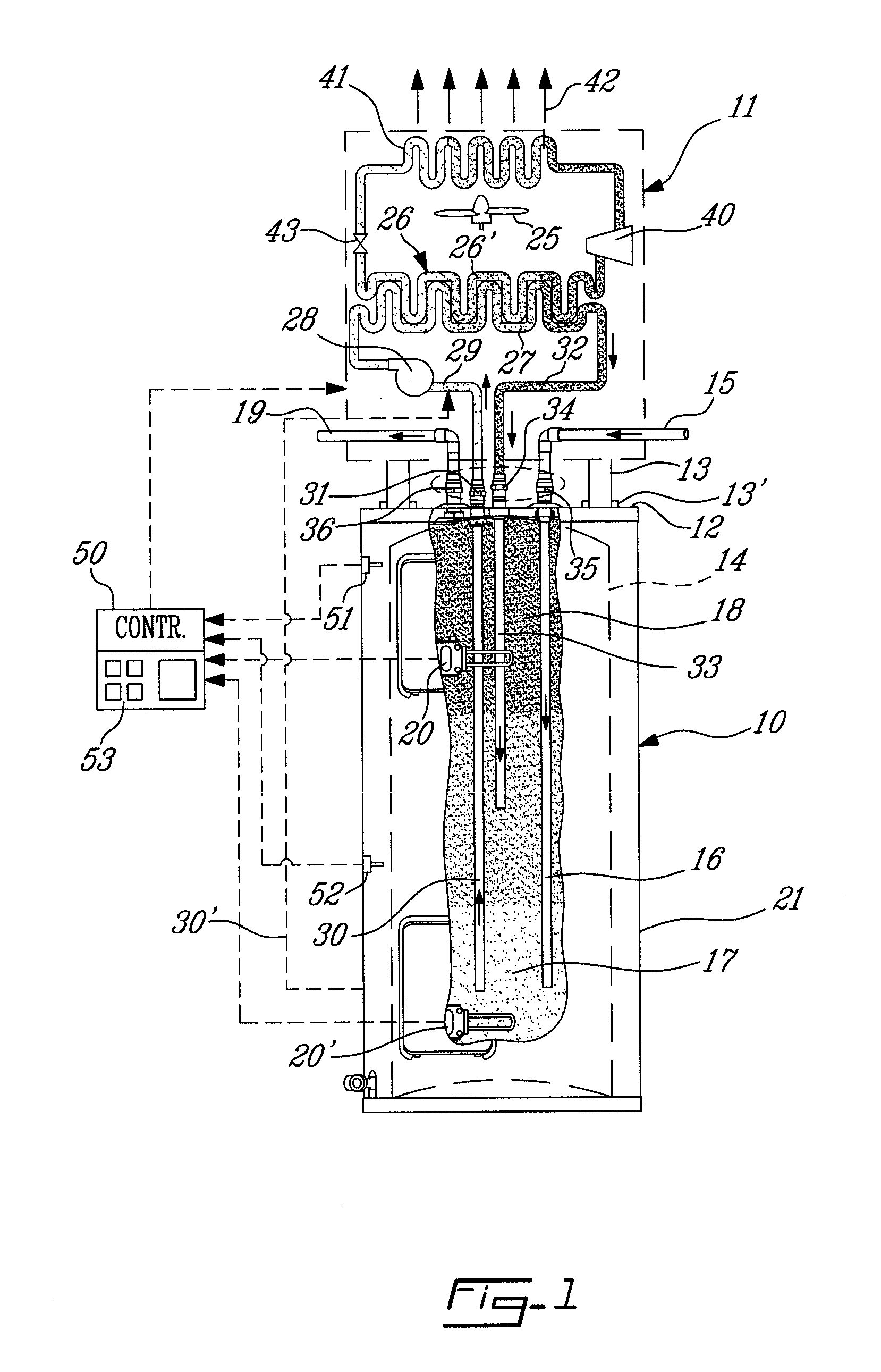 Separable heat pump and water heater