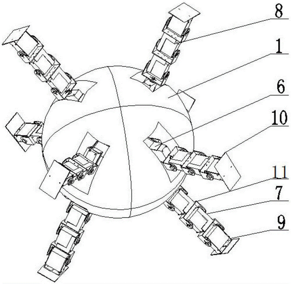 Spherical robot capable of conducting foot type movement and working method of robot