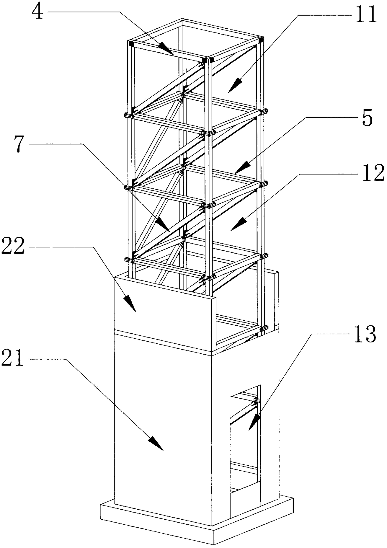 Steel-bamboo composite elevator structure