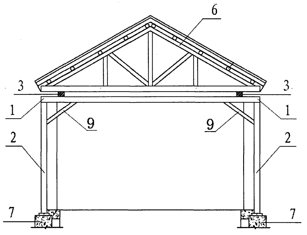 Single-floor masonry residential building steel-frame canopy guard structure and construction method thereof