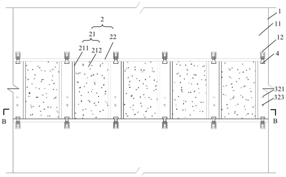 Concrete-filled steel tube row column type connection prefabricated shear wall structure and construction method