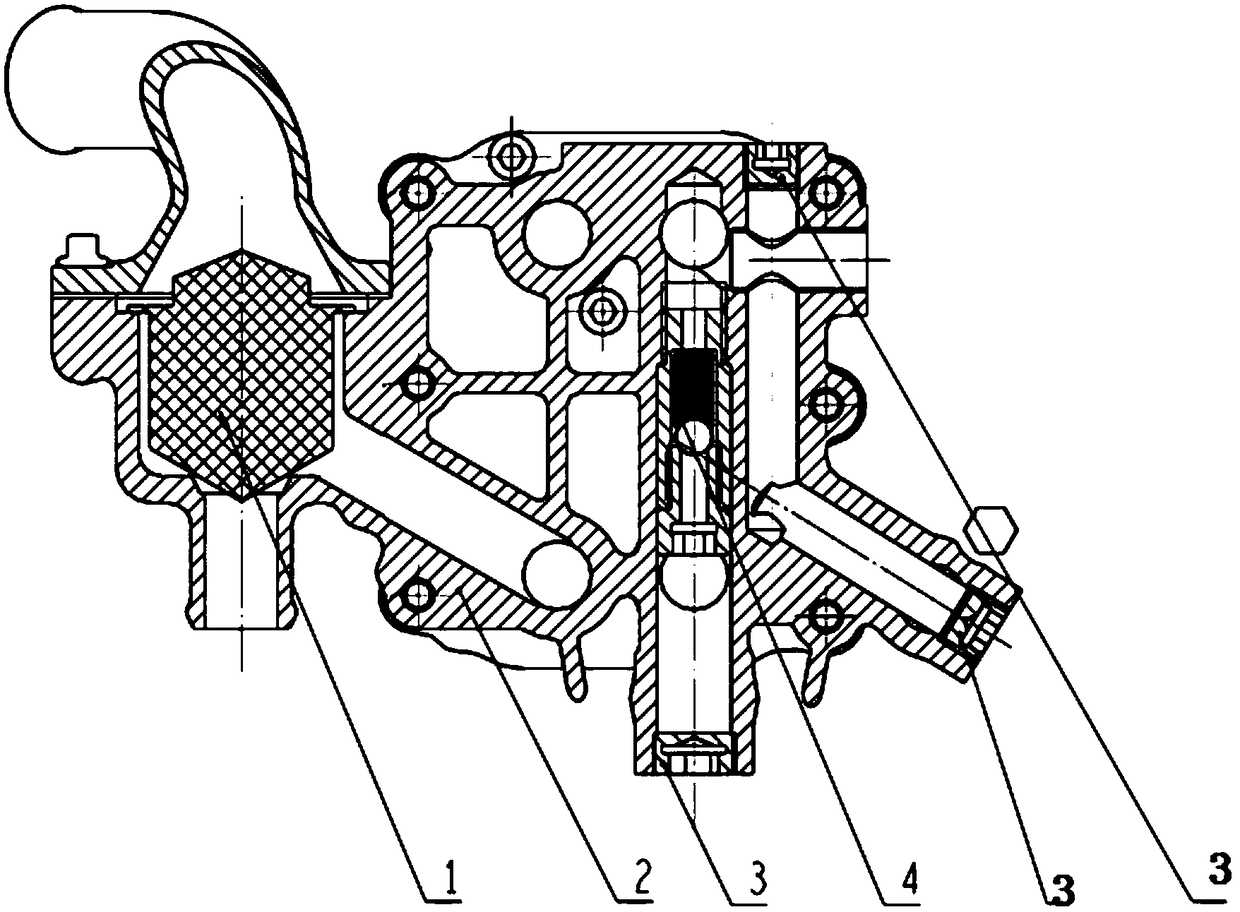 Integrated structure of machine oil heat exchanger seat and thermostat