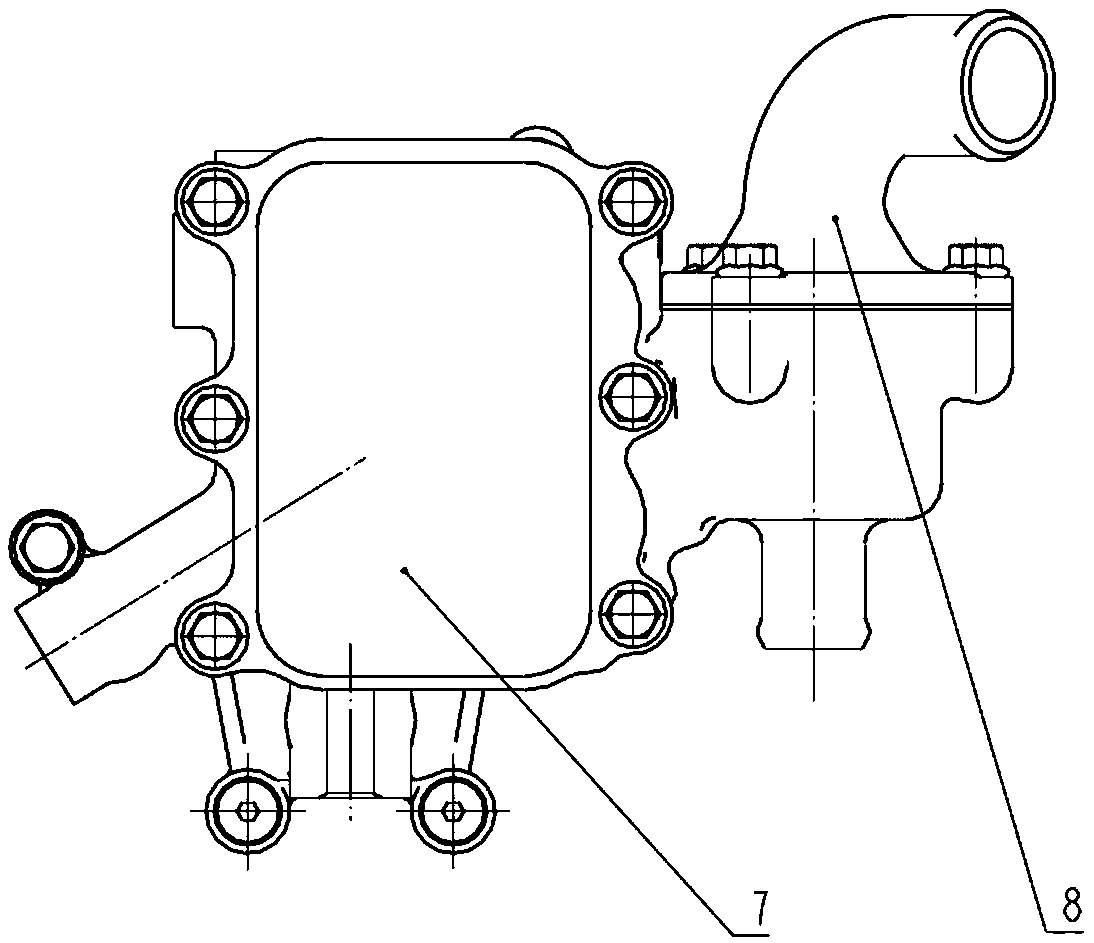 Integrated structure of machine oil heat exchanger seat and thermostat