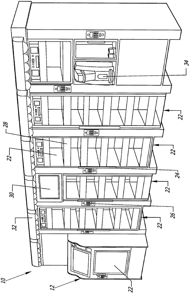Computer-controlled, unattended, automated checkout store outlet and related method
