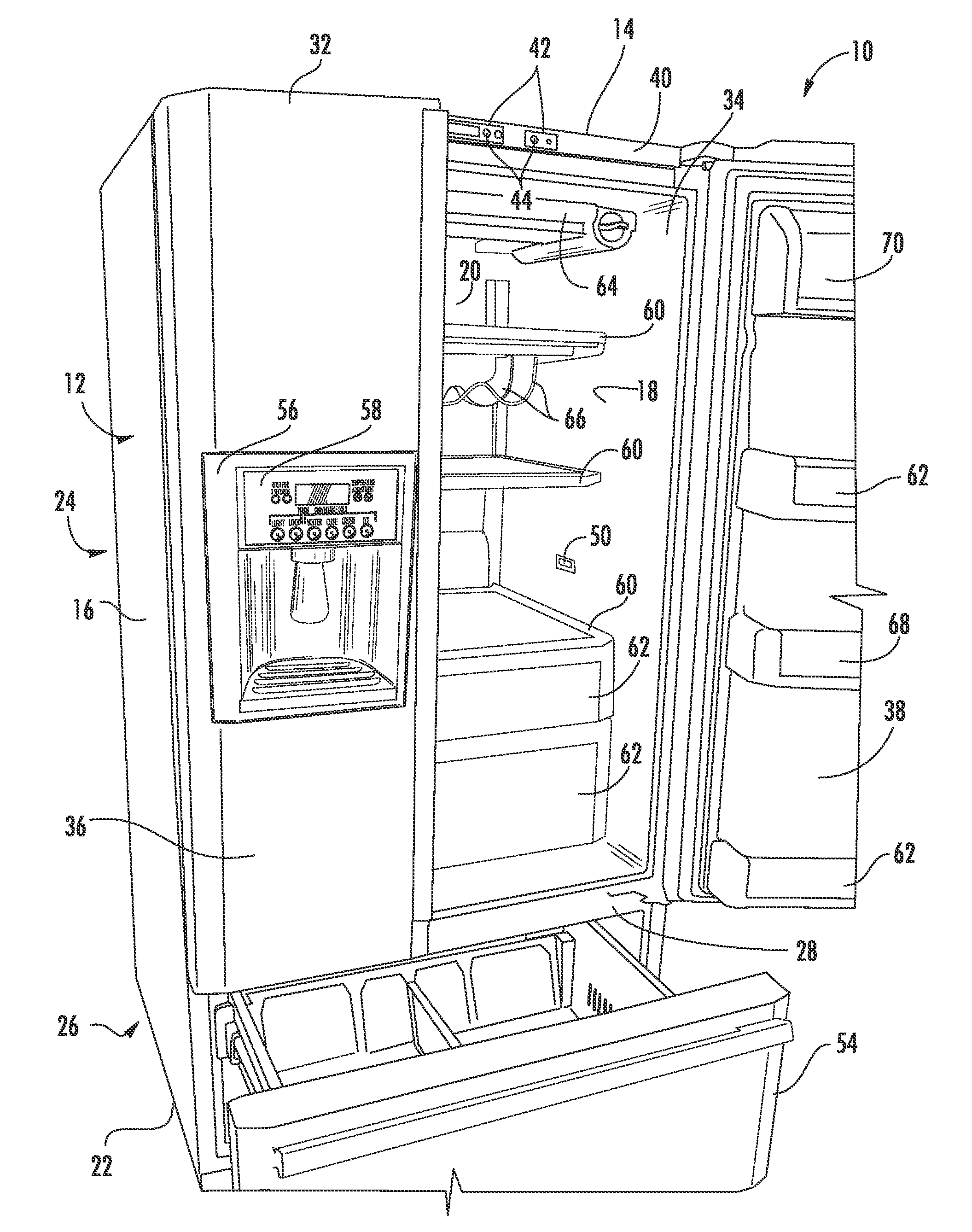 Refrigerator having compartment capable of converting between refrigeration and freezing temperatures