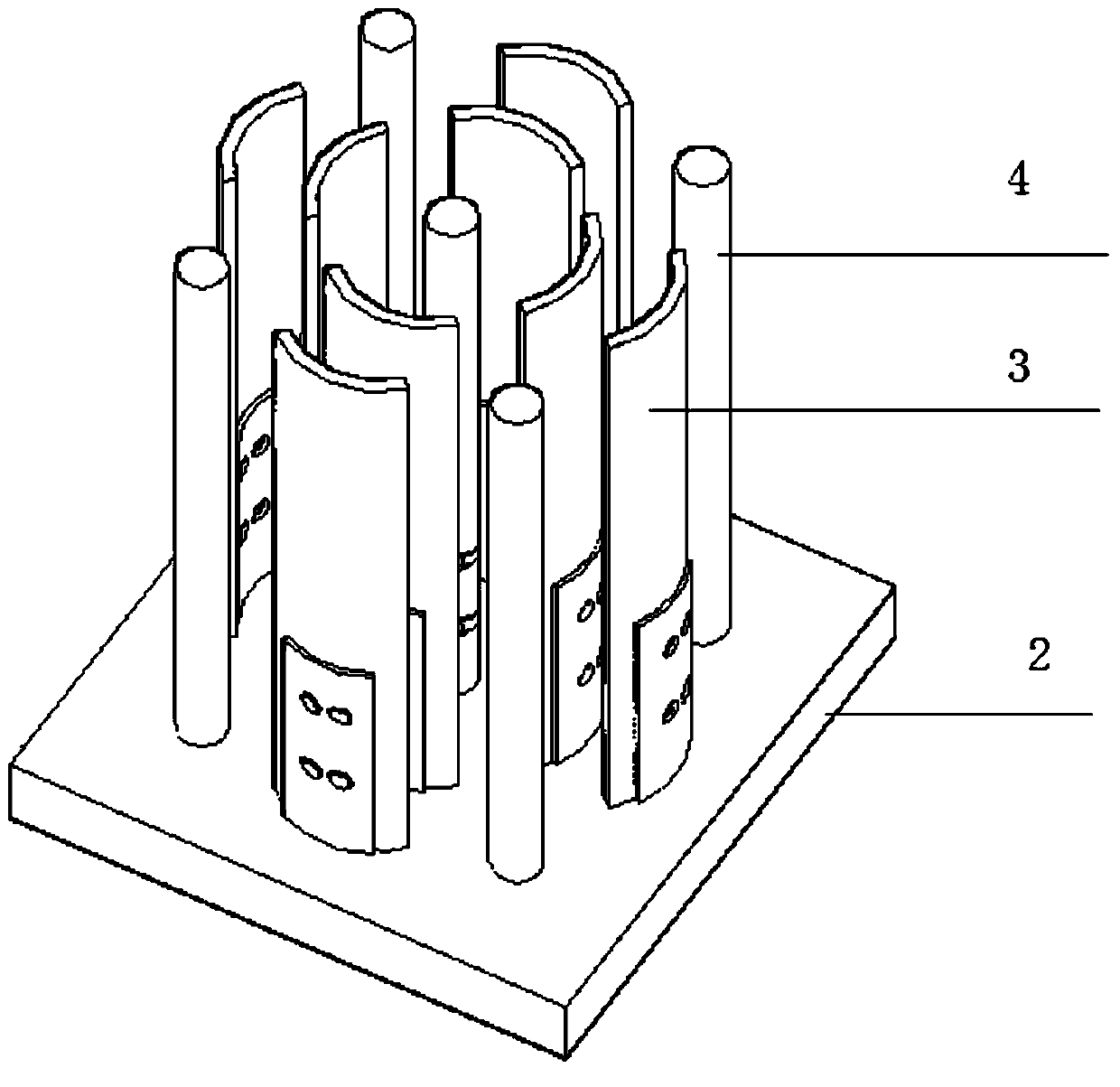 A C-shaped cylindrical shell self-resetting shock-absorbing shock-isolation damping device