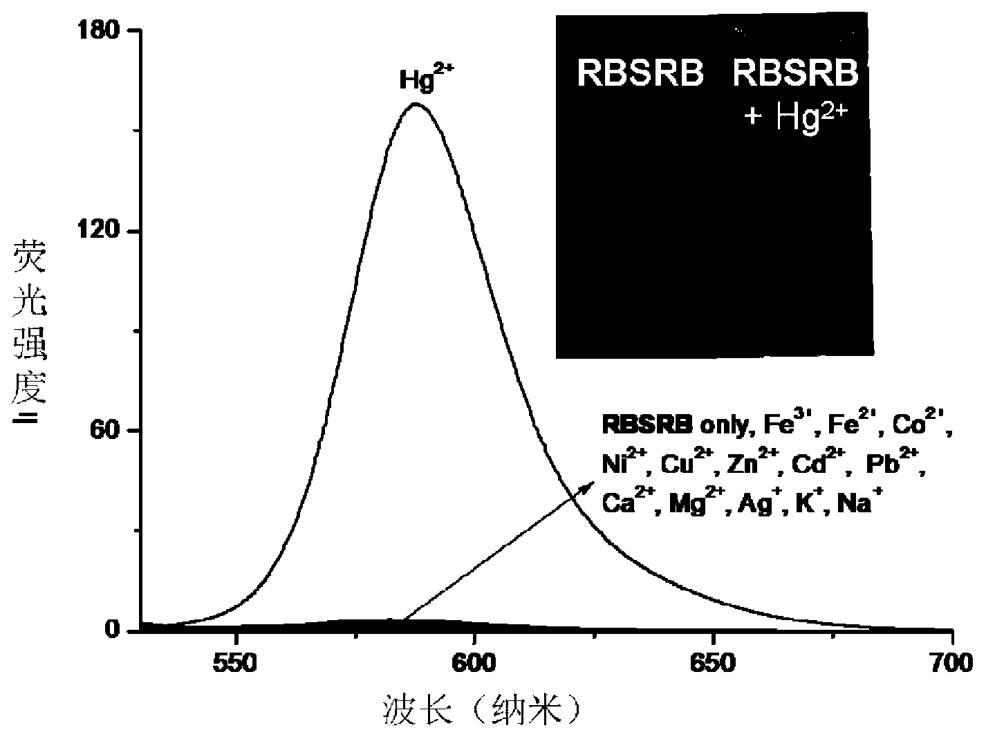 Symmetrical double-rhodamine B fluorescent probe for detecting mercury ion and preparation method of fluorescent probe