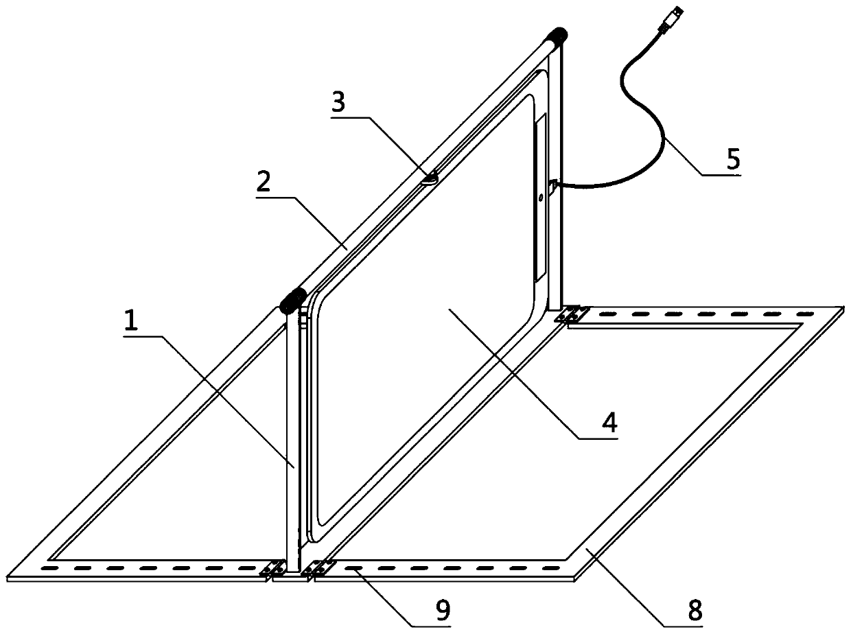 Inclined supporting foldable storage digit drawing board with shaft driving overturning