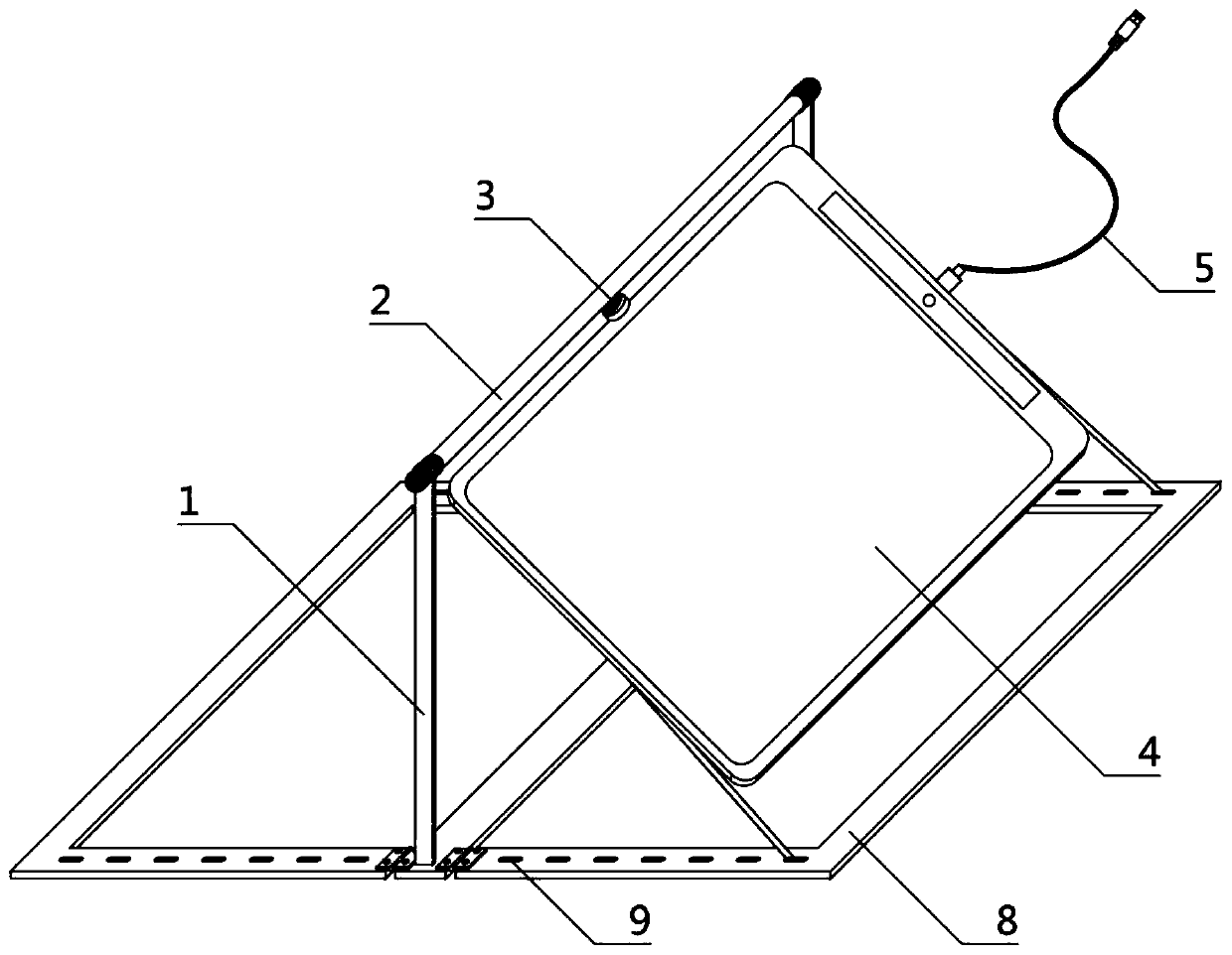 Inclined supporting foldable storage digit drawing board with shaft driving overturning