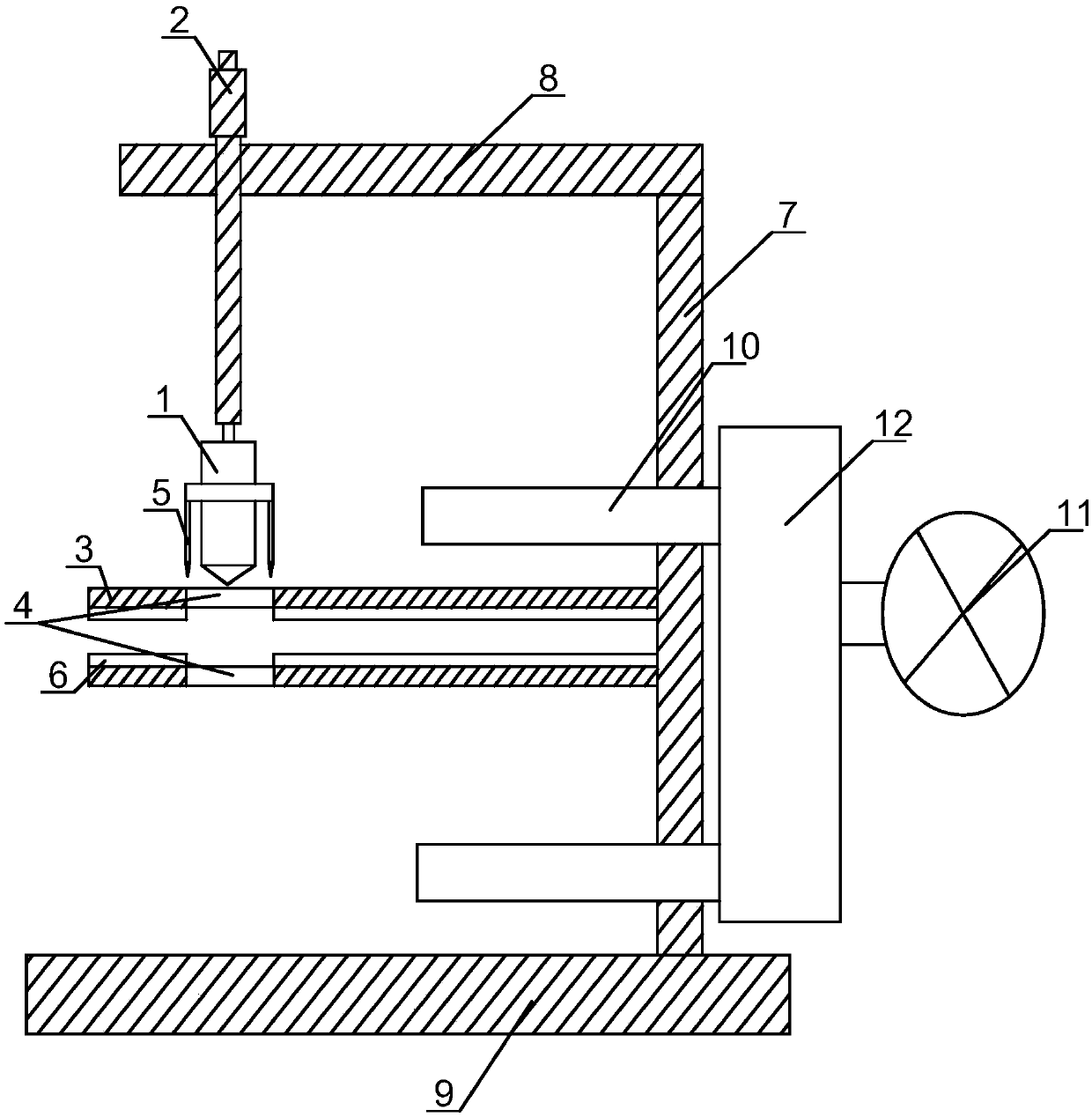 Efficient drilling device for wooden board processing