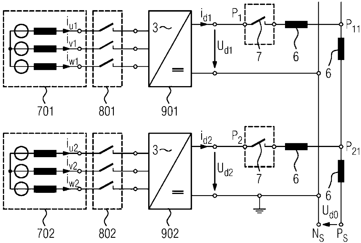 Circuit arrangements for electronically controlled DC networks