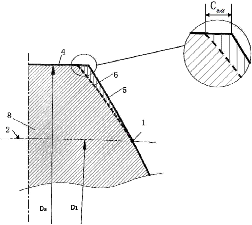 Gear top edge modifying method for improving gluing bearing capacity of involute cylindrical gear