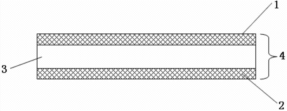 Three-layer structural PET (polyethylene terephthalate) film and solar battery back plate prepared from three-layer structural PET film