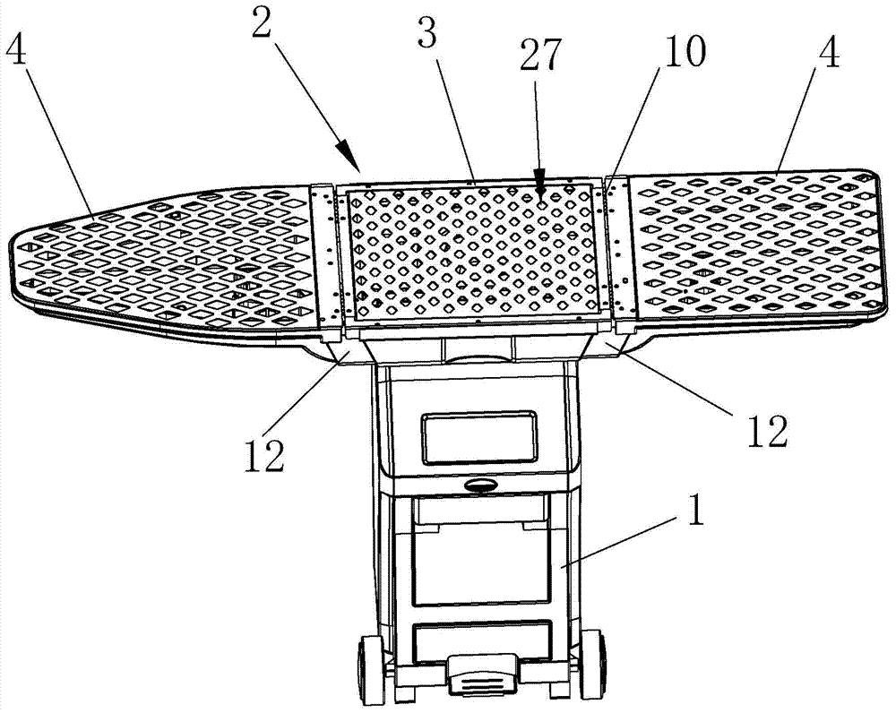 Foldable ironing board for ironing machine