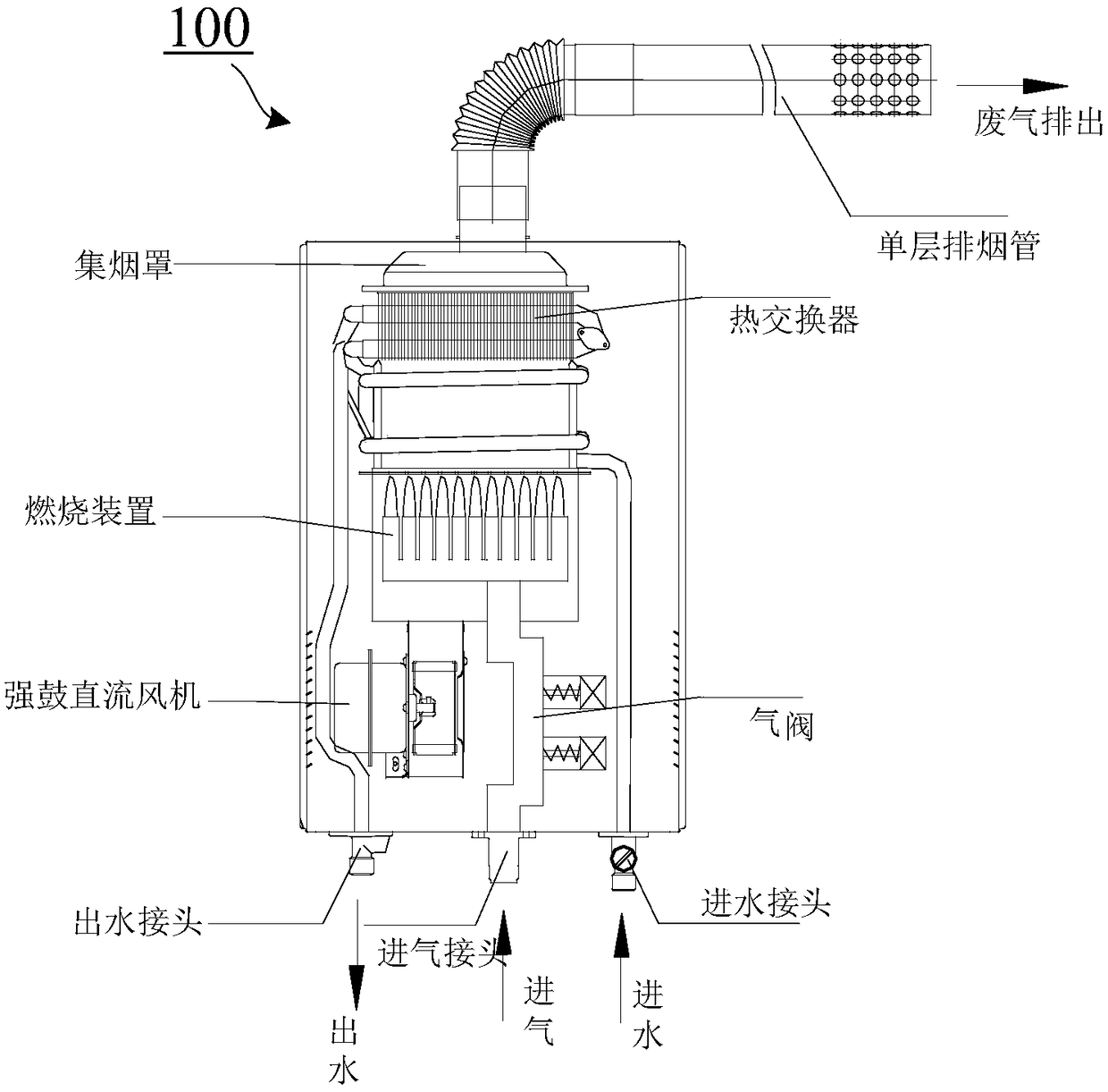 Gas water heater and exhaust gas control method thereof