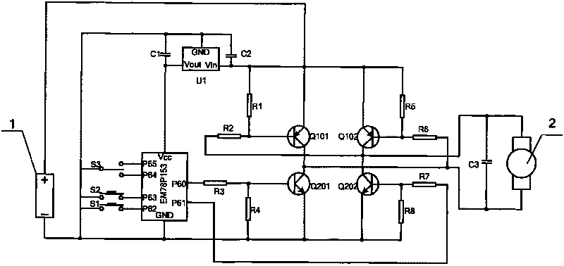 Near light and far light control circuit of automotive headlamp