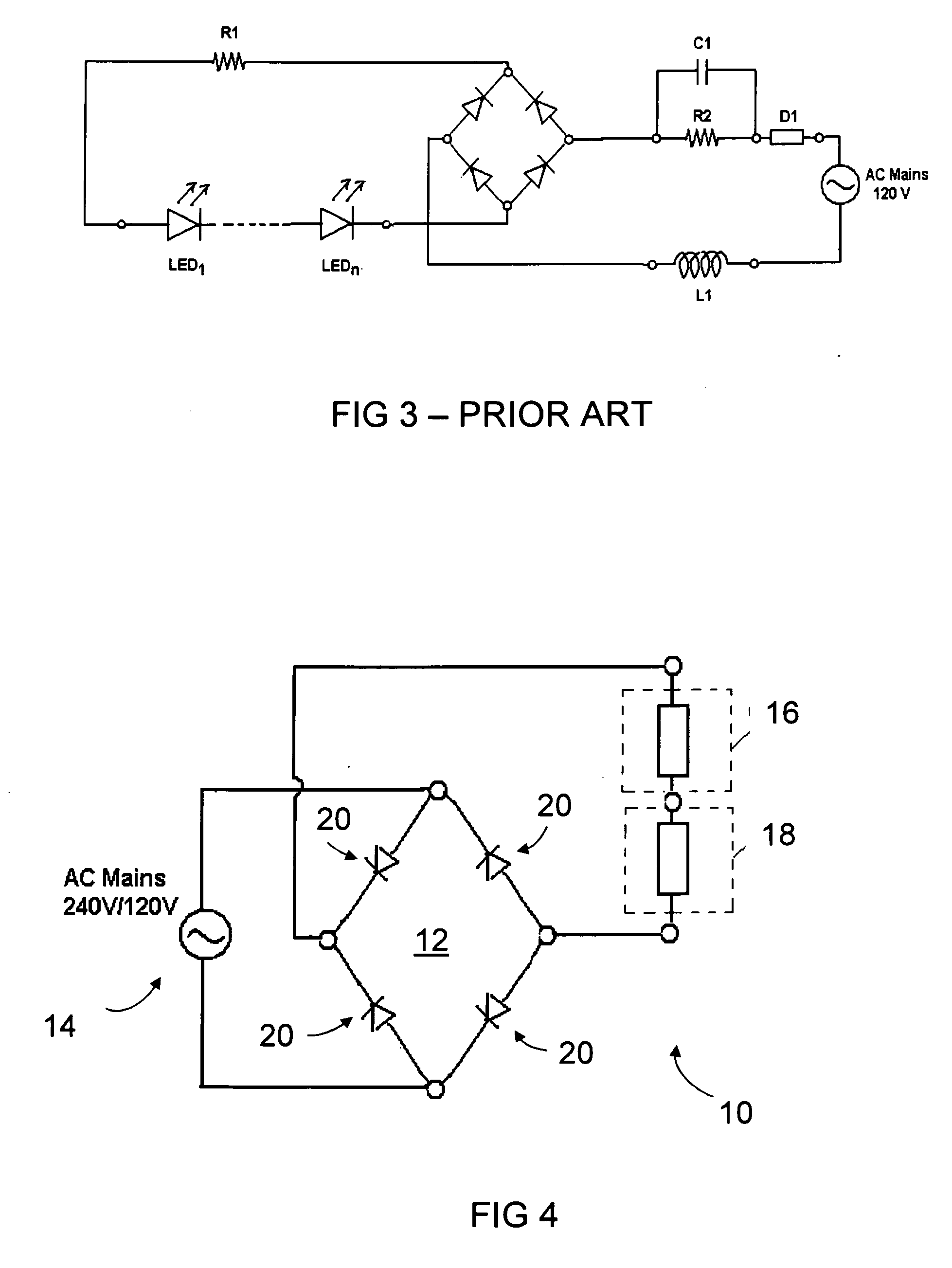 AC to DC LED illumination devices, systems and methods
