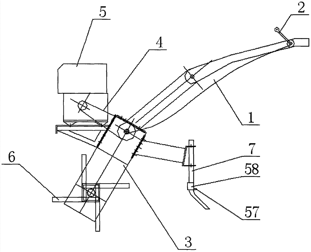 A kind of transmission mechanism of tillage machine used in shed