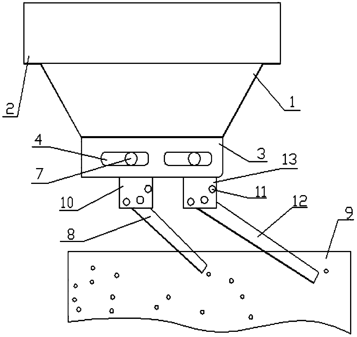 A uniform material distribution mechanism on an induced hoist