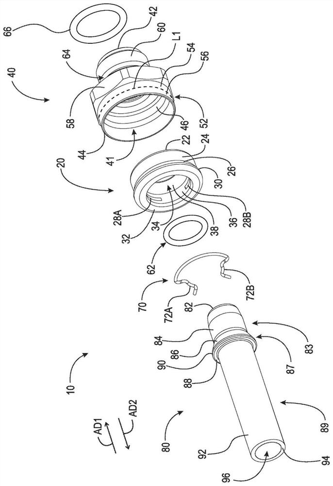 Fluid connector including retaining cartridge