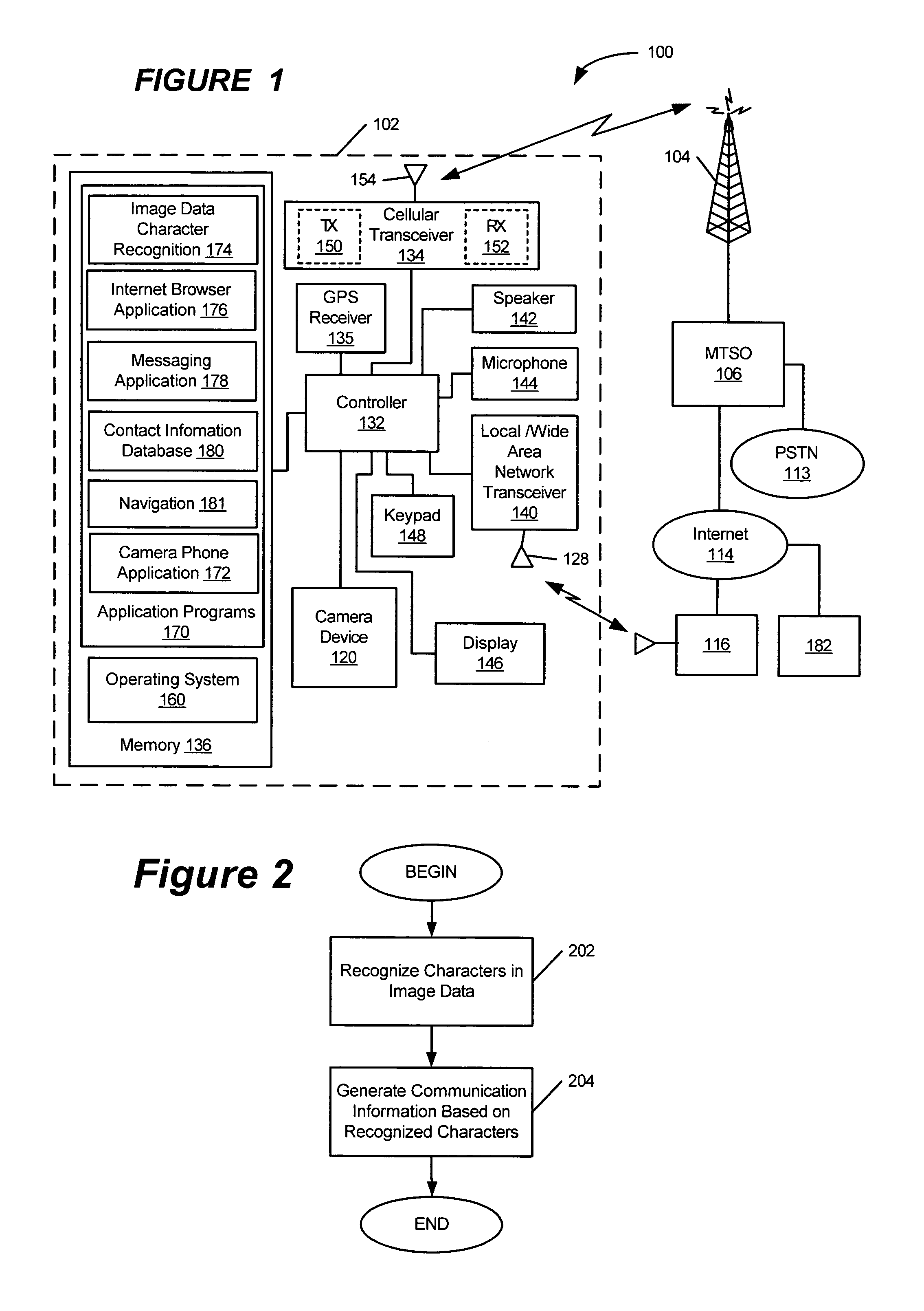 Mobile terminals, methods, and program products that generate communication information based on characters recognized in image data