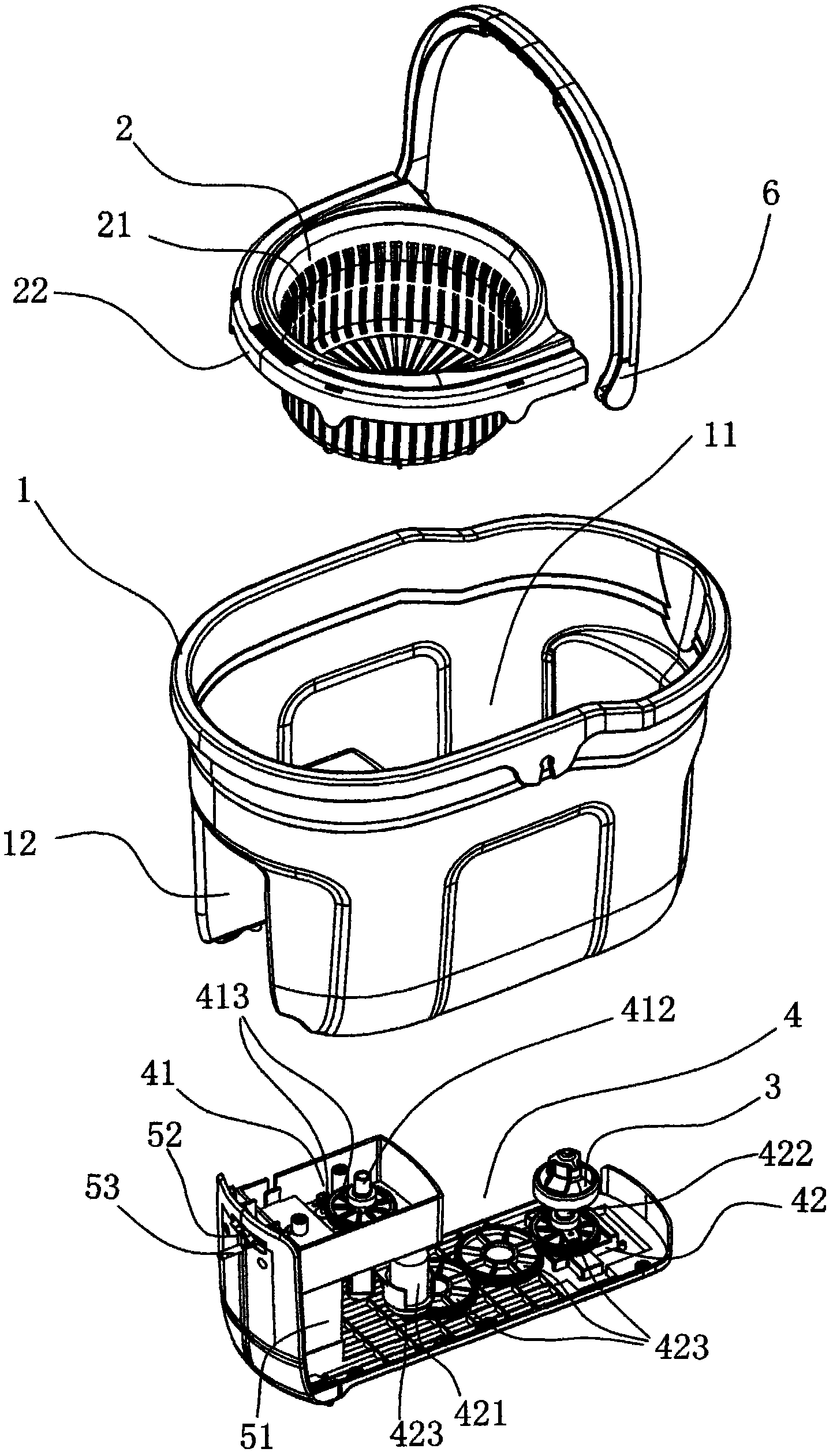 A method for automatic cleaning and drying of a mop and a double-tube mop bucket for implementing the method