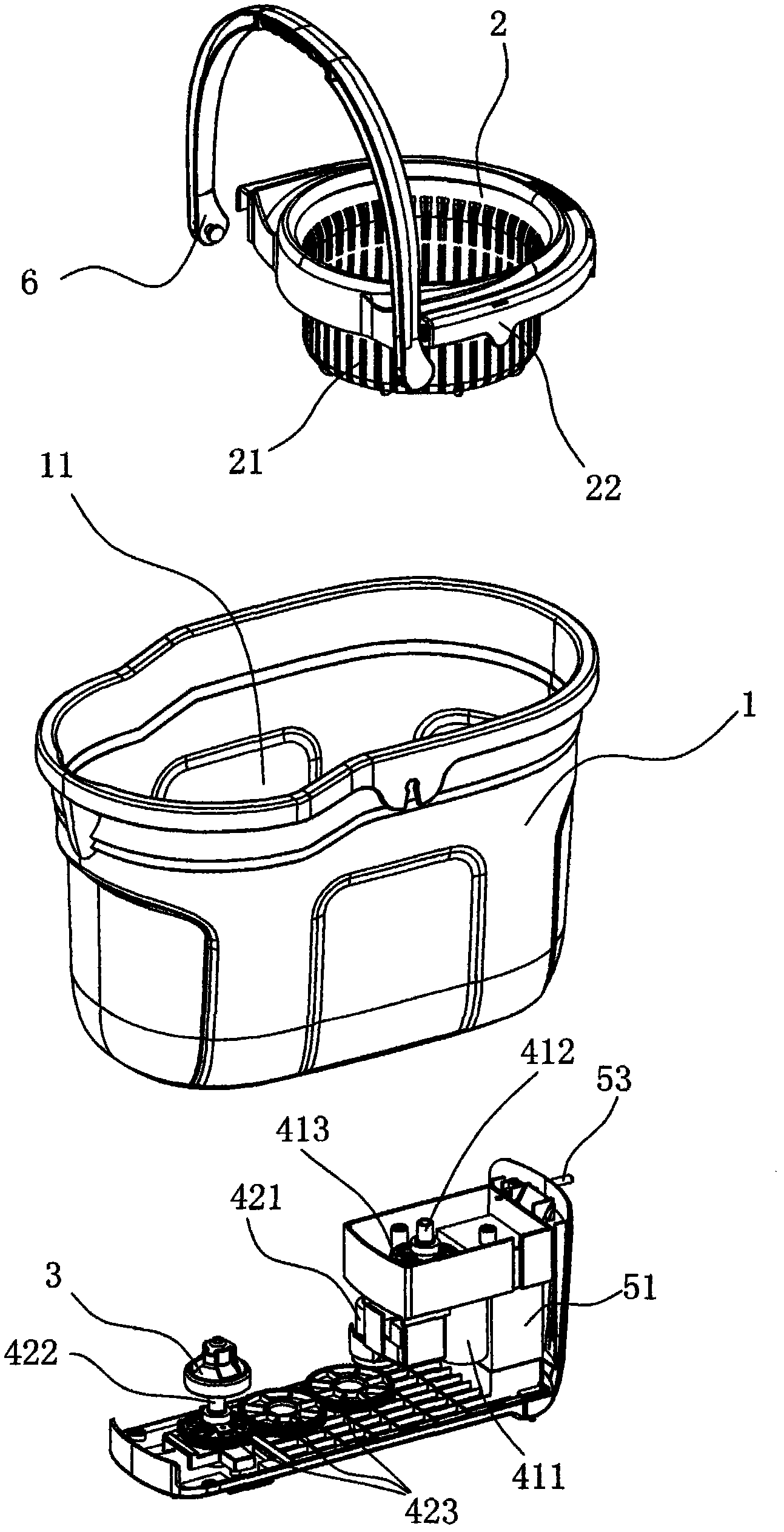A method for automatic cleaning and drying of a mop and a double-tube mop bucket for implementing the method