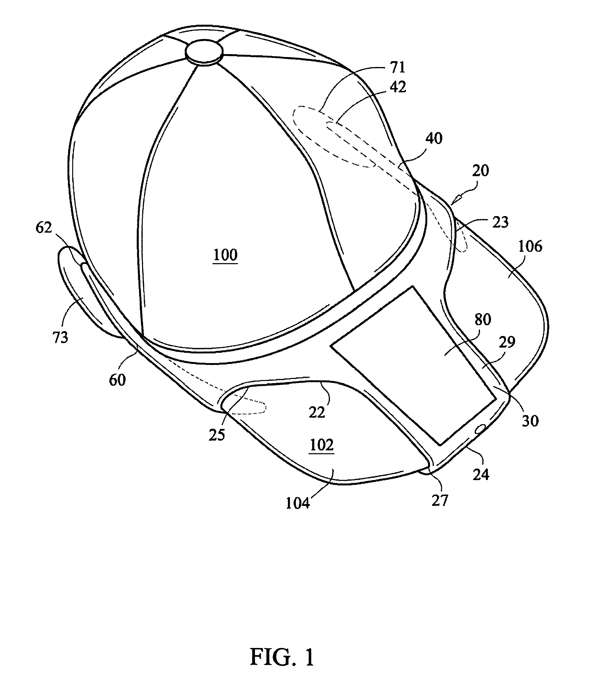 Removable hat attaching device for housing an electronic device