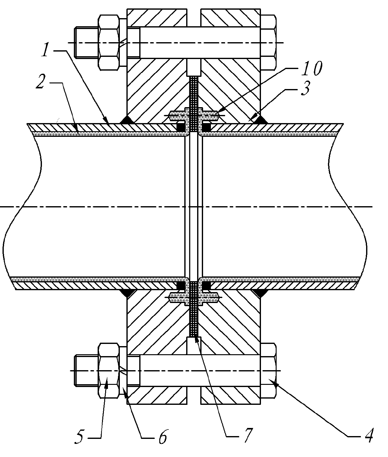 Device and method for connecting and sealing steel-plastic composite steel pipe, flange metal pipe and pipe fitting