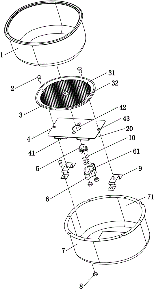 Heating body elastic supporting structure of mini electric cooker