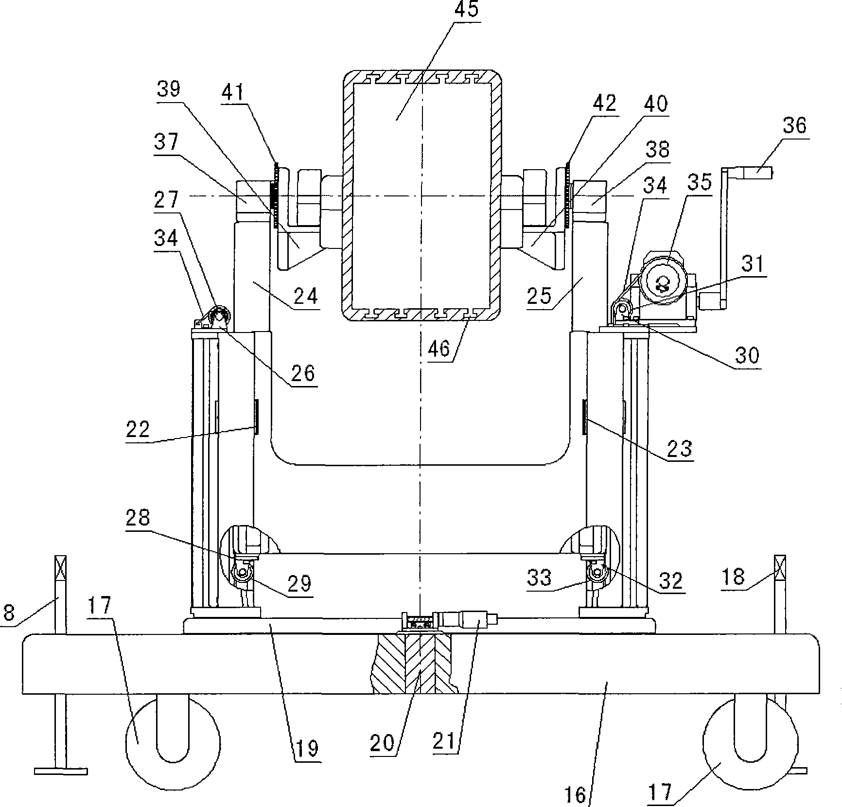 Mobile three-dimensional adjusting device for optical instrument detection