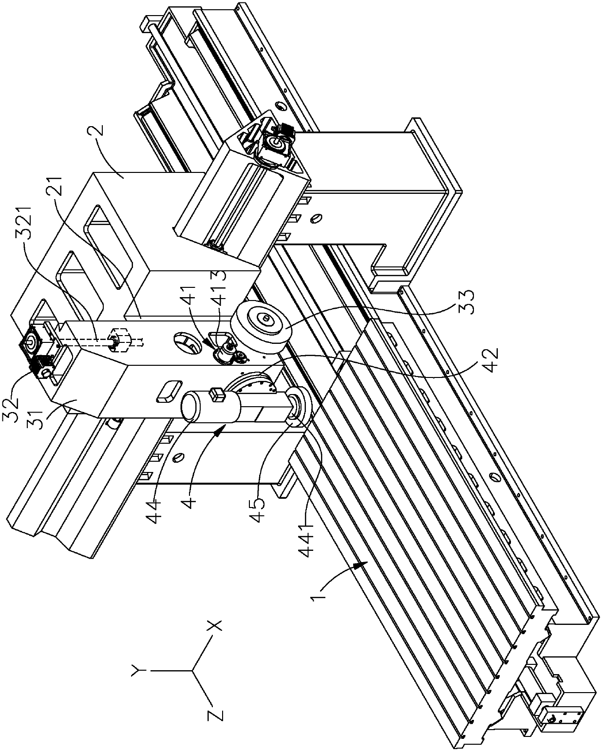 Grinding machine structure provided with movable rotary vertical grinding head