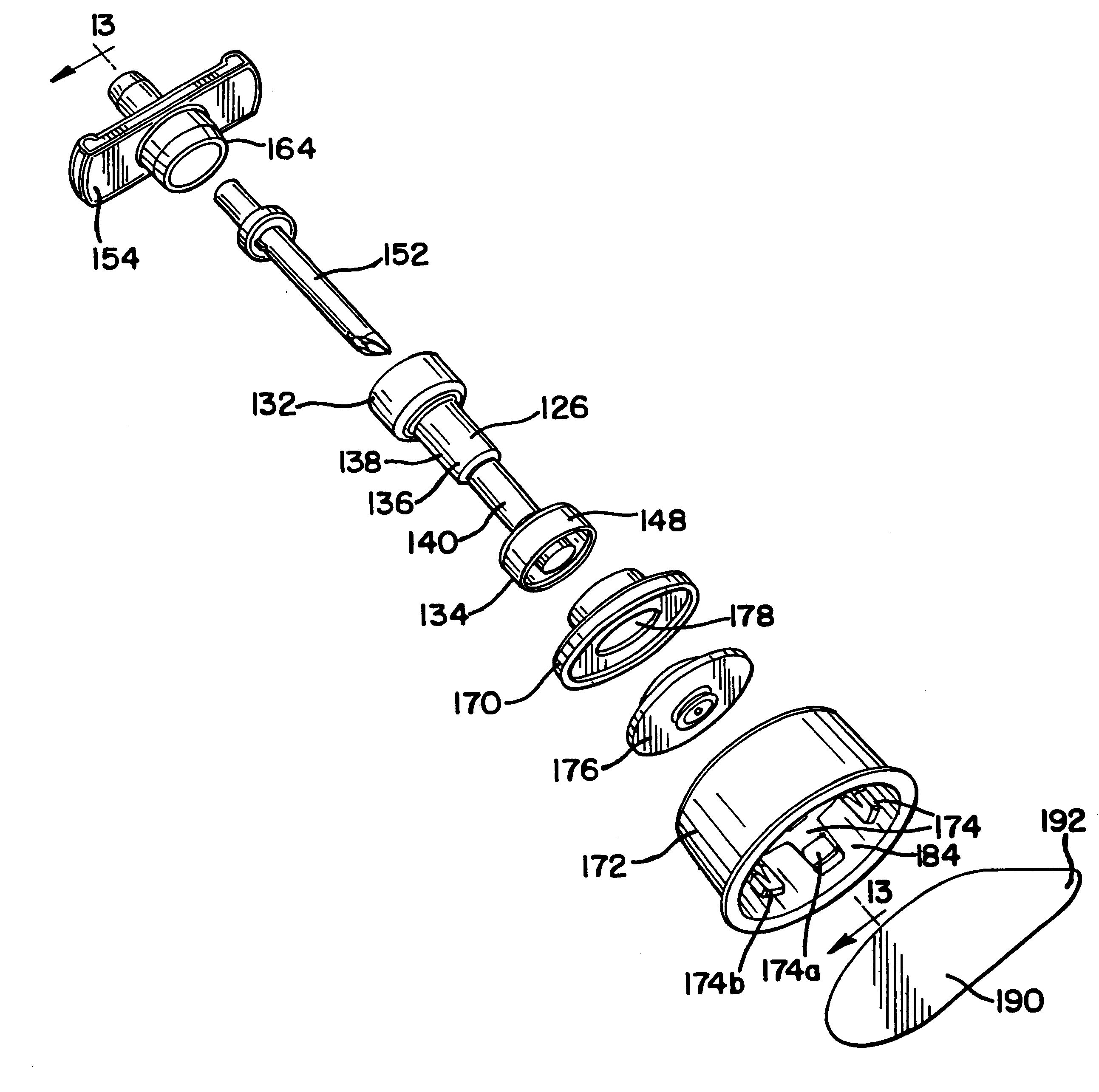 Vial connecting device for a sliding reconstitution device for a diluent container