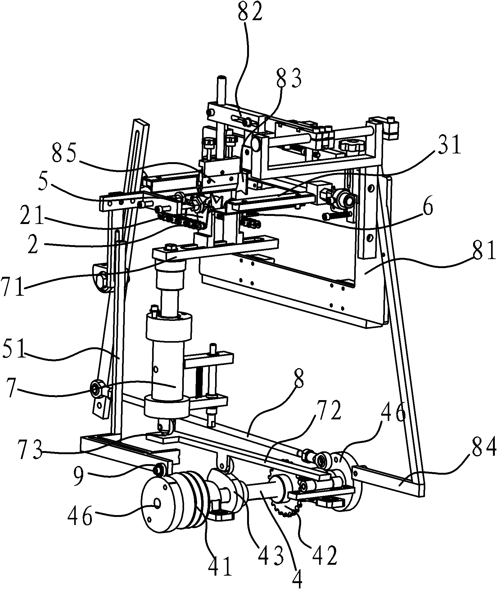 Transmission device of automatic round-surface screen printing machine