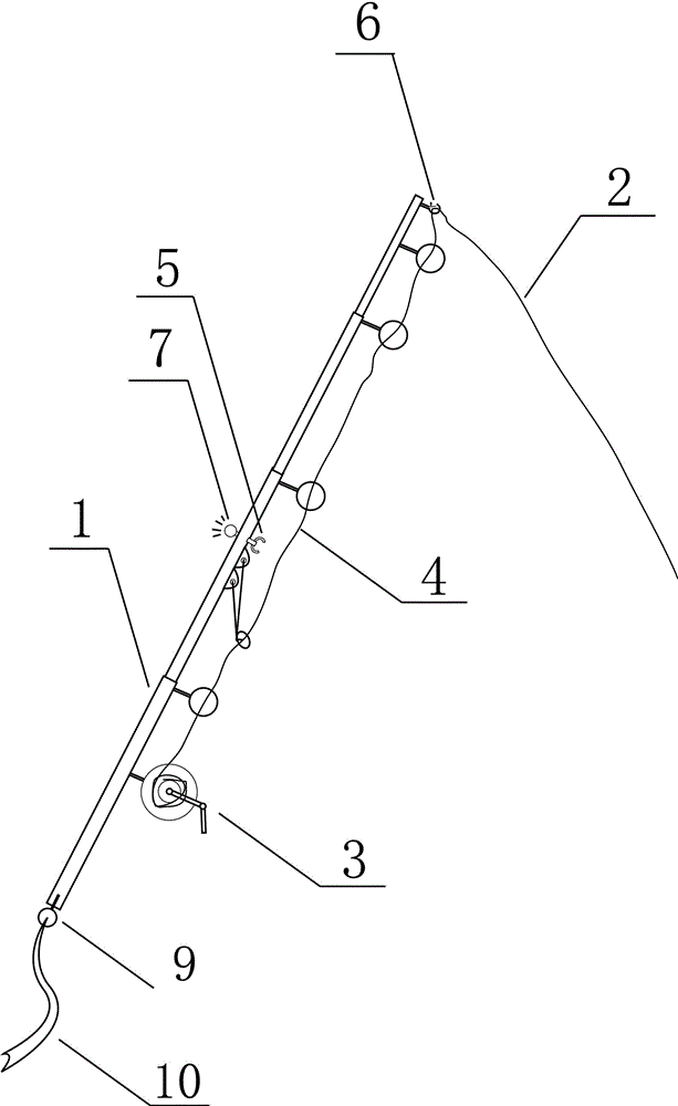 Automatic line dragging alarming casting rod