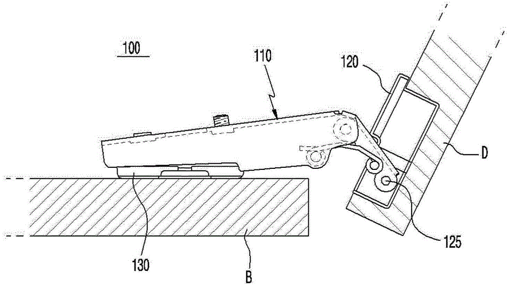 Furniture door position adjustment device for furniture hinge