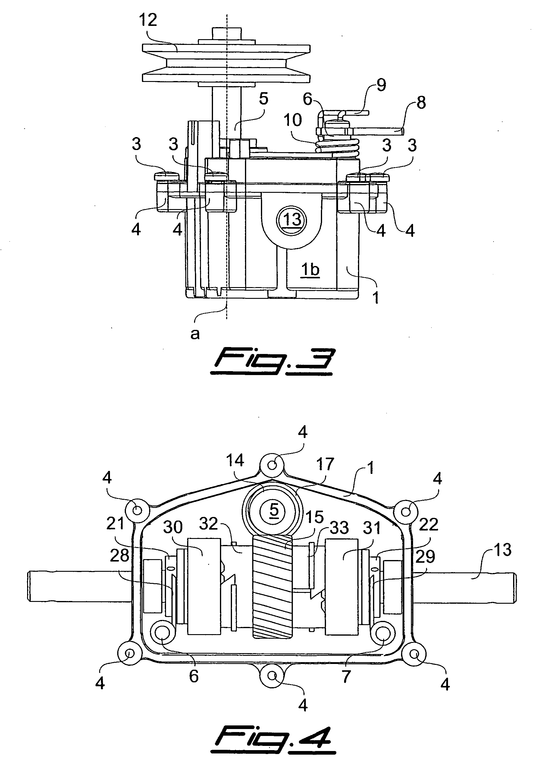 Transmission device for two or more shafts