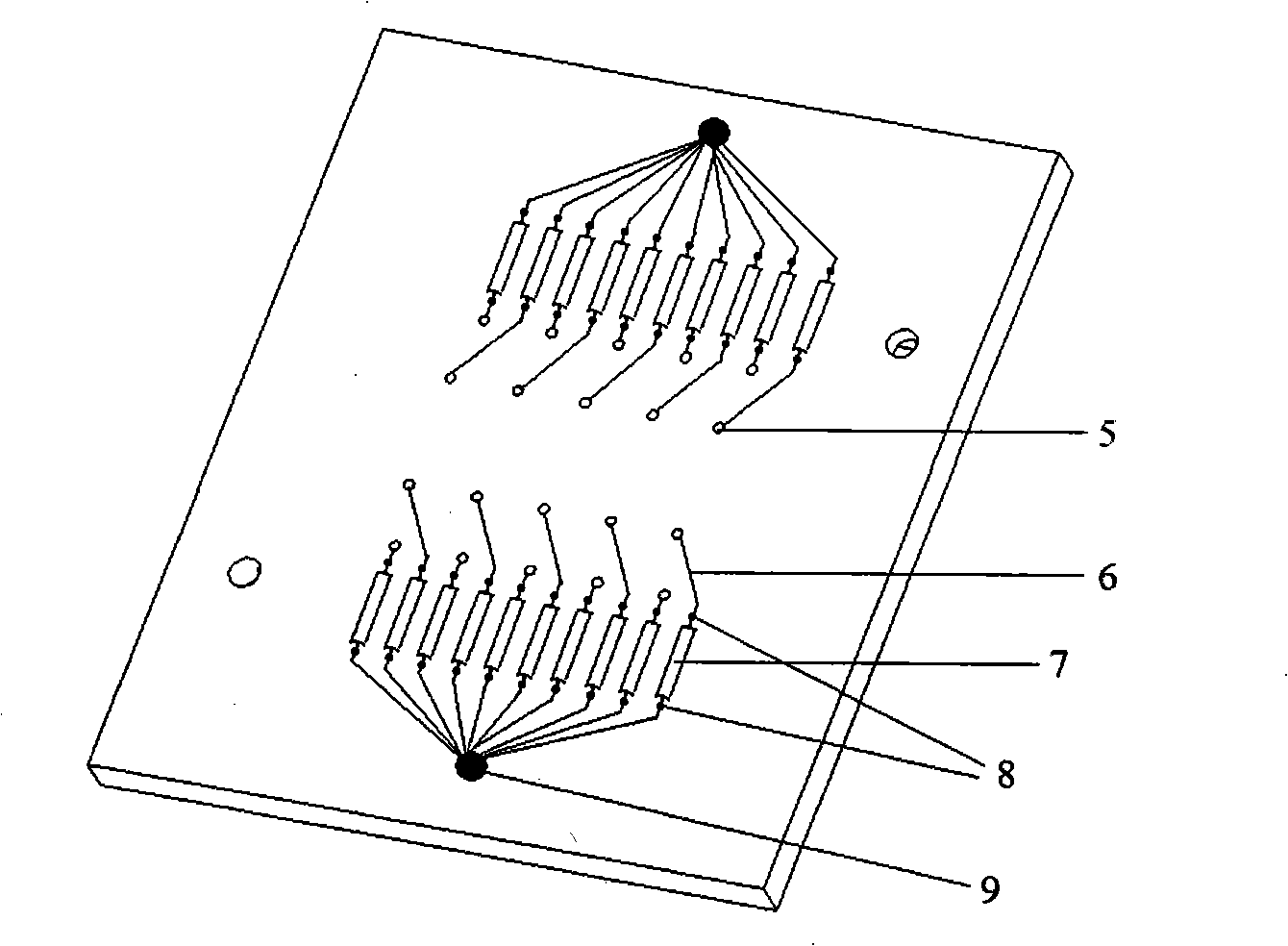 Flow field plate for measuring fuel battery local current density