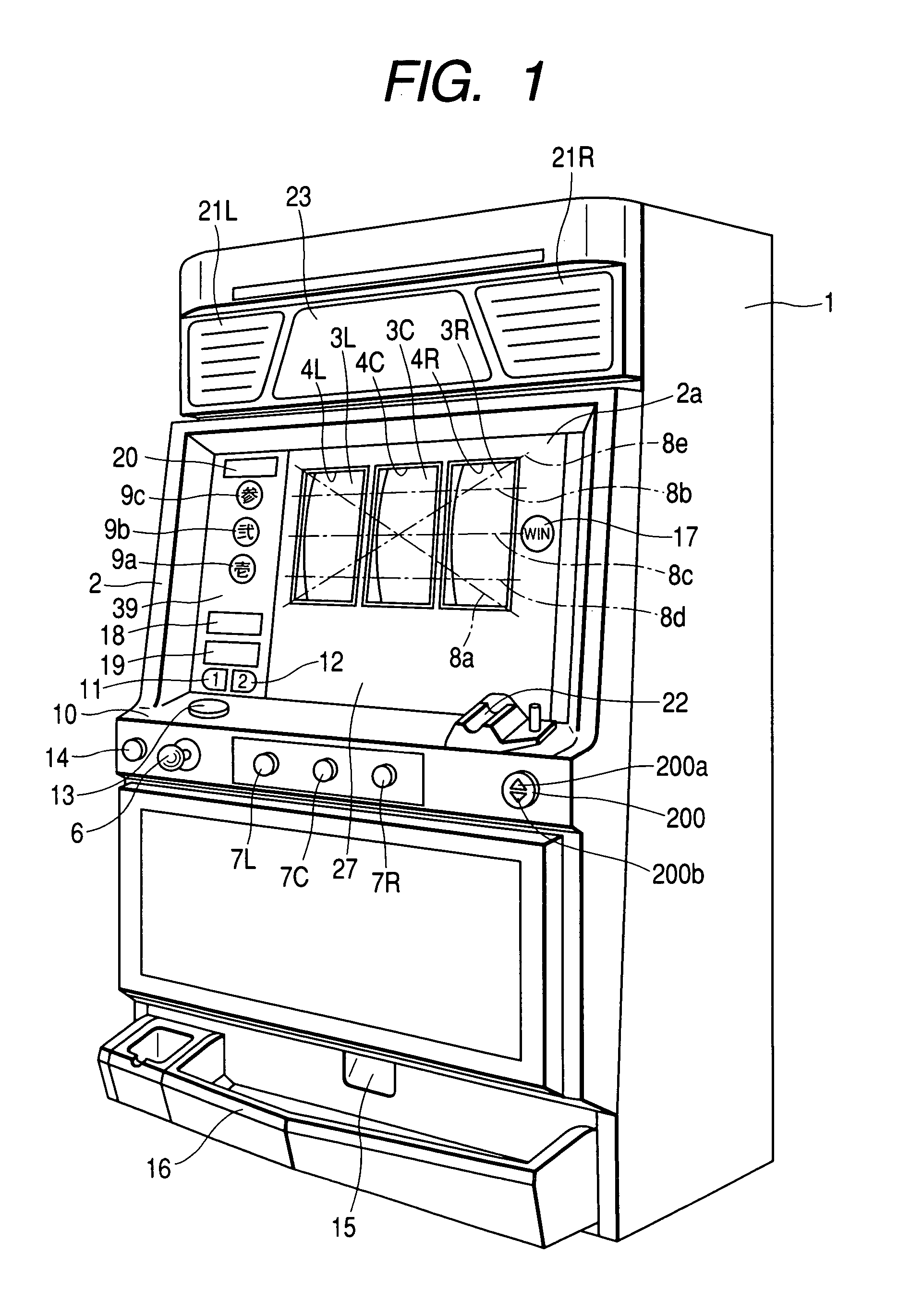 Gaming machine with a light guiding plate subjected to a light scattering process and having a light deflection pattern