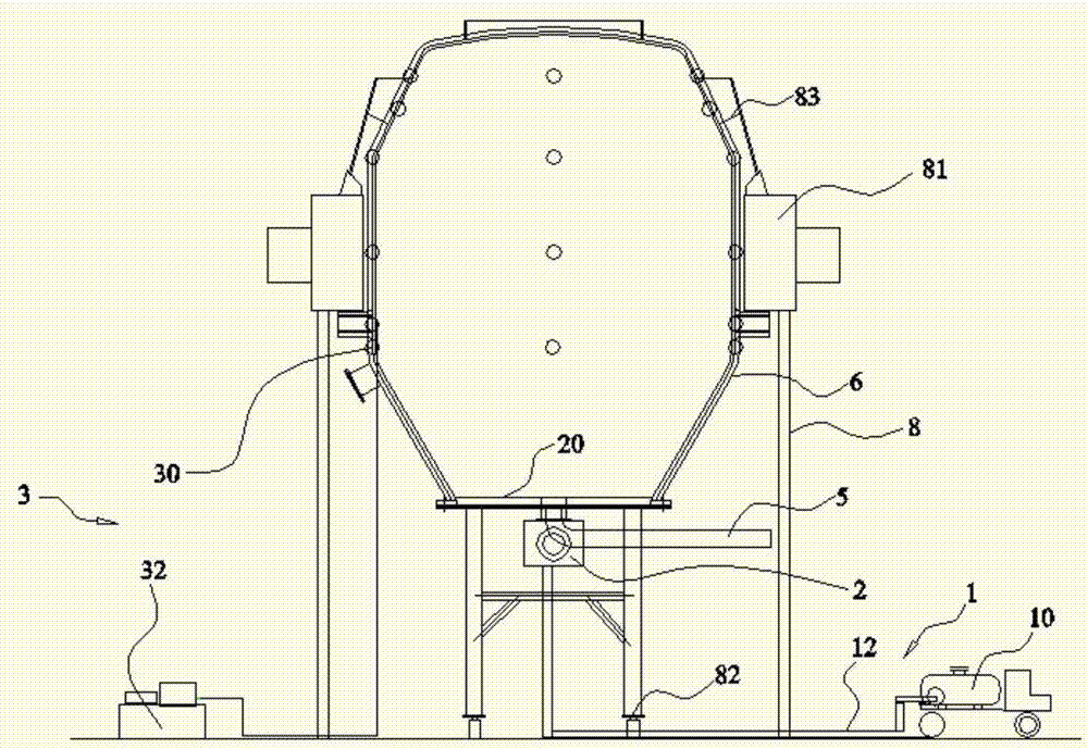 Heat treatment device and method for large-scale converter steel plate furnace shell