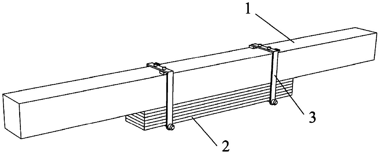 Elastic anti-seismic device for wooden beams and its installation method