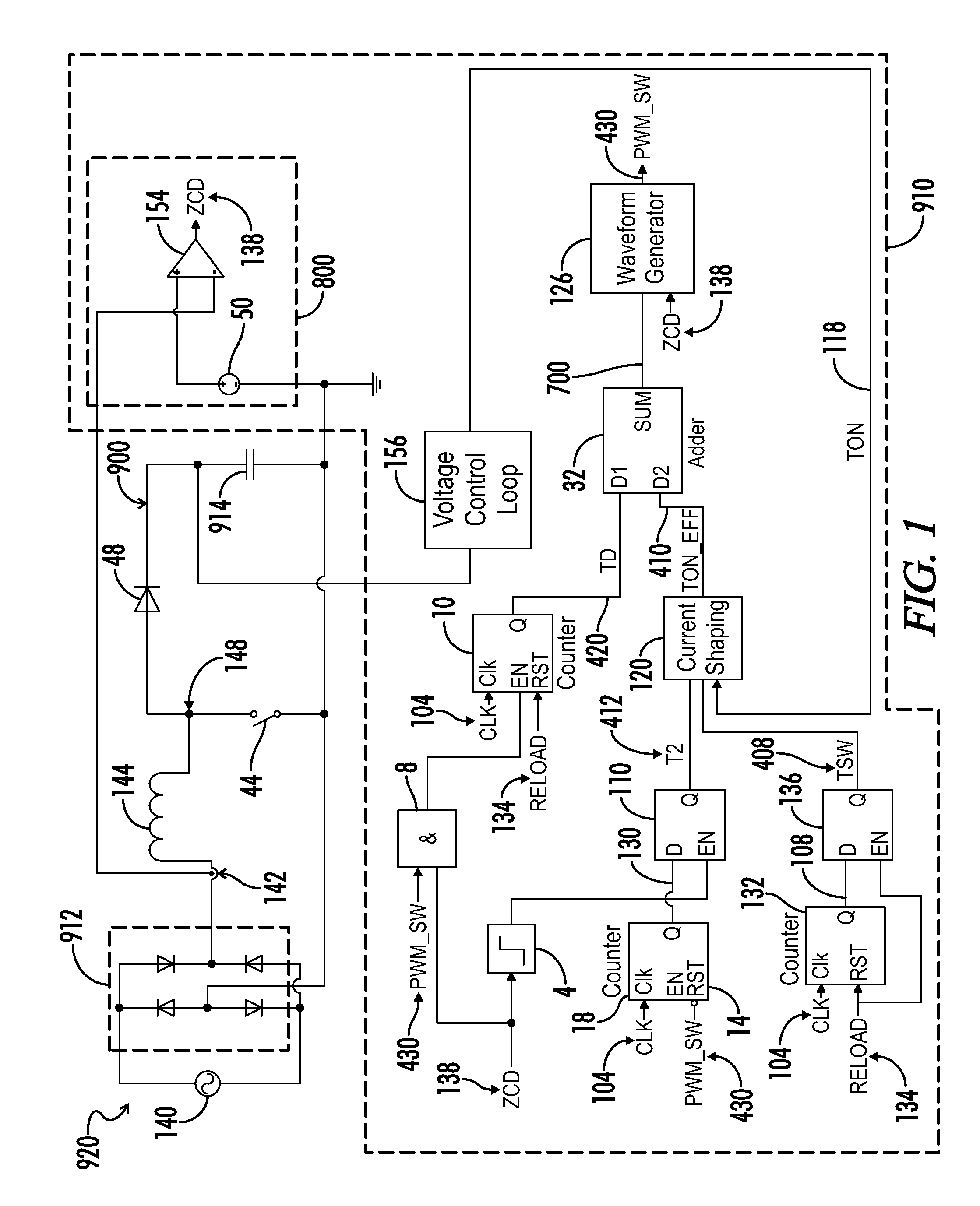 Input current shaping for transition and discontinuous mode power converter