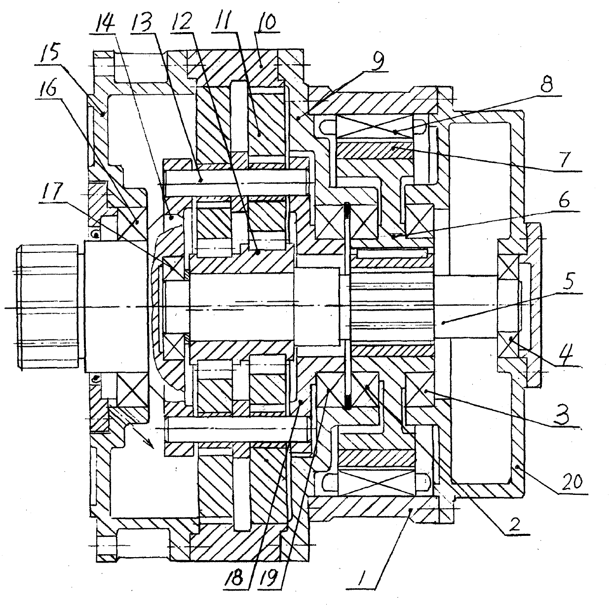 Wind power generation permanent magnetic yaw-variable pitch hypocycloid reduction gear box